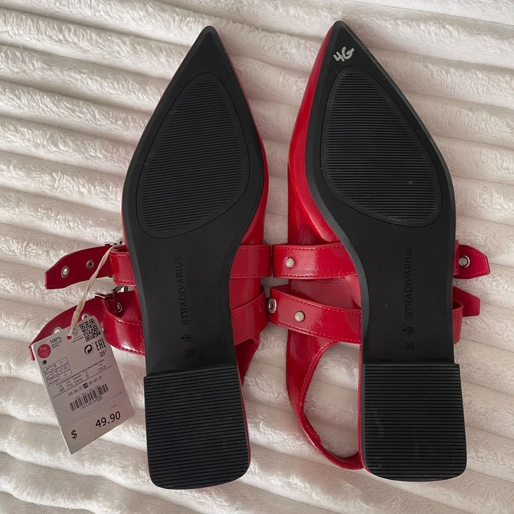 Stradivarius Buckle Detail Slingback Ballet Shoes - Picture 7 of 7